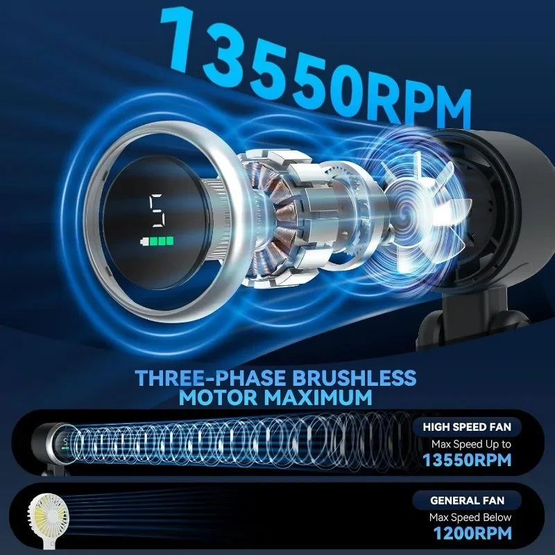 3WAY USB充電式ハンディファン（3600mAh・5段階風量）